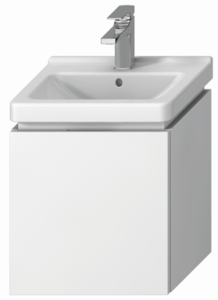 Felakasztható fürdőszobaszekrény a mosogató alatt fehér színben mérete 45x48x33,4 cm. mosdó nélkül, teljes kihúzás behúzással