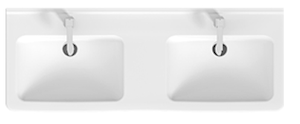 Dupla mosdó Jika Cubito 130x48,5 cm fehér színben fényes felülettel két nyílás a csaptelep számára 1442.0.000.104.1