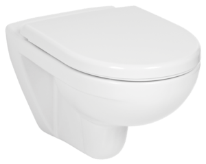Falra szerelhető WC hátsó kifolyással és mélyöblítéssel. Kerámia ülőke nélkül Öblítési mennyiség 3/6 liter.