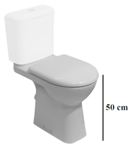 Álló kombinált WC tartály és ülőke nélkül hátsó kifolyással és mélyöblítéssel. Kerámia  A szerelőkészlet a csomag része.