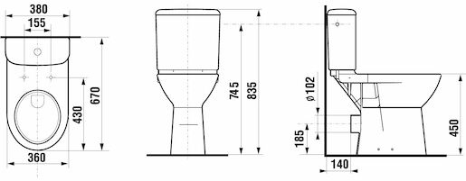 Kombinált wc, csak a csésze, Jika Deep hátsó kifolyással 2361.8.000.000.1
