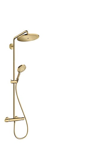 Zuhanyrendszer Hansgrohe Croma-Select termosztatikus csapteleppel fényezett arany megjelenés 26890990