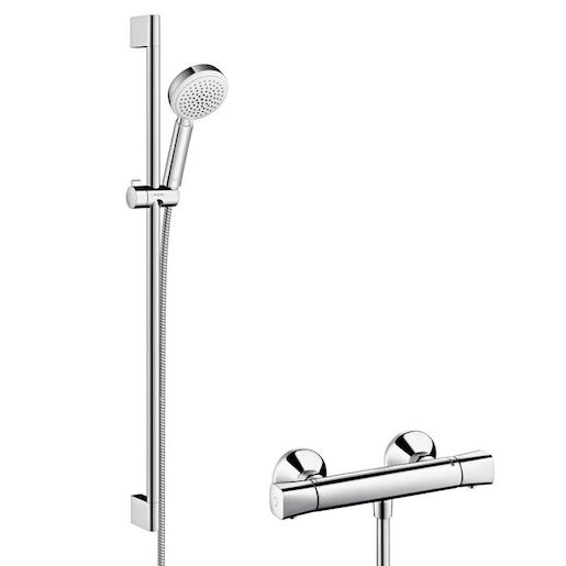 Zuhany csaptelep Hansgrohe Crometta 100 zuhanyszettel együtt 150 mm fehér / króm 27031400
