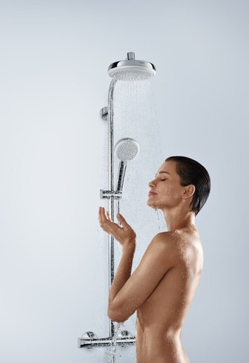 Zuhanyrendszer Hansgrohe Crometta termosztatikus csapteleppel fehér / króm 27264400