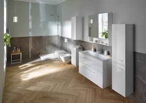 Fürdőszobaszekrény mosdóval Geberit Selnova 100x65,2x50,2 cm fehér lesk 501.244.00.1