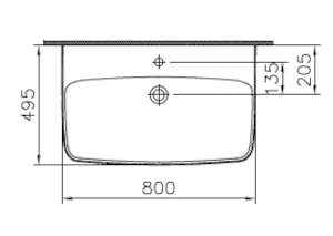 Mosdó lapra VitrA Shift 80x49,5 cm fehér színben fényes felülettel középső nyílással 7080-003-0973