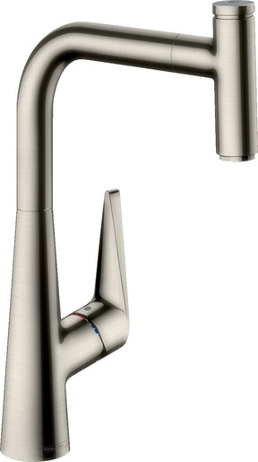 Mosogató csaptelep Hansgrohe Talis Select M51 kihúzható zuhannyal rozsdamentes acél megjelenés 72821800