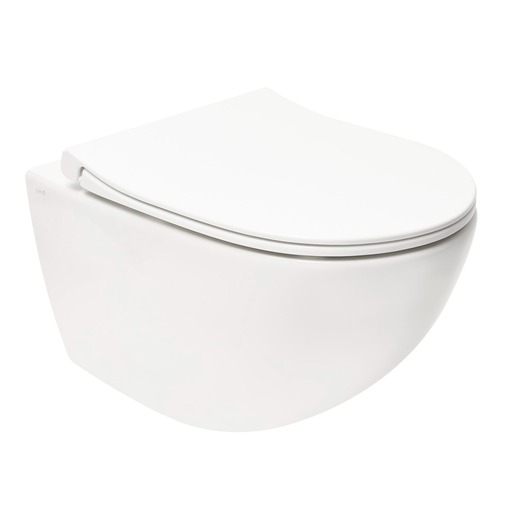 Függő WC VitrA softclose lappal, hátsó lefolyóval, öblítőkör nélkül. Öblítési mennyiség 2,5 / 4 liter. Rejtett markolat.