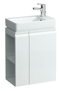 Felakasztható fürdőszobaszekrény a mosogató alatt fehér színben mérete 47x62x27,5 cm. mosdó nélkül, lassú záródás
