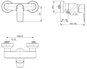Zuhany csaptelep Ideal Standard Connect Air 150 mm króm A7032AA