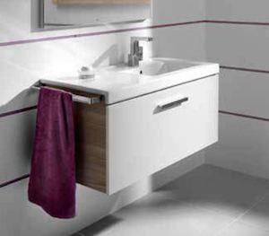 Fürdőszobaszekrény mosdó alá Roca Prisma 89x42,4x46 cm kőrisfa dekorban A856877321