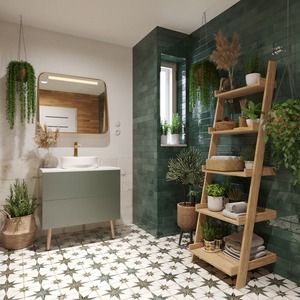 Fürdőszoba szekrény mosdó alatt Naturel Boho 80x76,1x45,5 cm szürke-zöld matt BOHO80SZBU