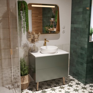 Fürdőszoba szekrény mosdó alatt Naturel Boho 80x76,1x45,5 cm szürke-zöld matt BOHO80SZBU