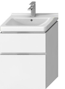 Felakasztható fürdőszobaszekrény a mosogató alatt fehér színben mérete 54x68,3x39,8 cm. mosdó nélkül, teljes kihúzás behúzással