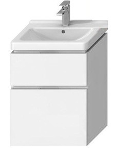 Felakasztható fürdőszobaszekrény a mosogató alatt fehér színben mérete 64x68,3x46,7 cm. mosdó nélkül, teljes kihúzás behúzással