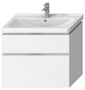 Felakasztható fürdőszobaszekrény a mosogató alatt fehér színben mérete 84x68,3x46,7 cm. mosdó nélkül, teljes kihúzás behúzással