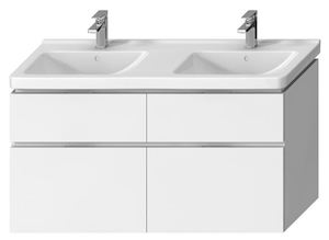 Felakasztható fürdőszobaszekrény a mosogató alatt fehér színben mérete 128x68,3x46,7 cm. mosdó nélkül, teljes kihúzás behúzással