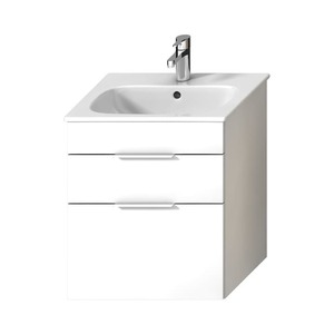 Felakasztható fürdőszobaszekrény mosogatóval fehér színben mérete 55x60,7x43 cm. behúzással