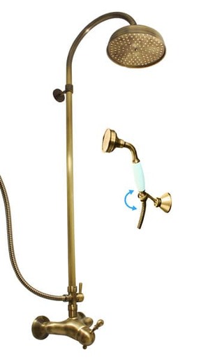 Zuhany csaptelep RAV SLEZÁK LABE zuhanyszettel együtt 150 mm régi sárgaréz L081.53SM