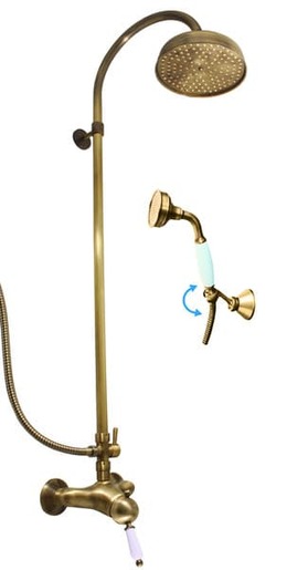 Zuhany csaptelep RAV SLEZÁK LABE zuhanyszettel együtt 150 mm régi sárgaréz L581.53SM