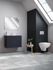 Fürdőszobai szett mosdótükörrel és világítással VitrA Mia 79x61x39,5 cm antracit fényes MIASET80A