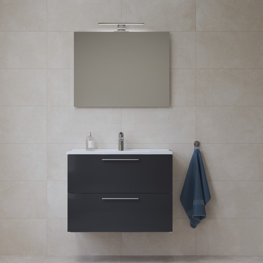 Fürdőszobai szett mosdótükörrel és világítással VitrA Mia 79x61x39,5 cm antracit fényes MIASET80A