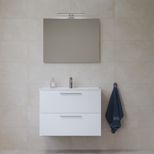 Fürdőszobai szett mosdókagylóval, tükörrel és világítással VitrA Mia 79x61x39,5 cm fehér fényes MIASET80B