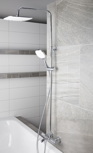 Zuhanyrendszer Optima kádi termosztáttal fehér / króm OPTIMASSTZV