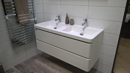 Fürdőszobaszekrény dupla mosdóval Naturel Pavia Way 120x53x48,5 cm fehér lesk PAVIA2120Z
