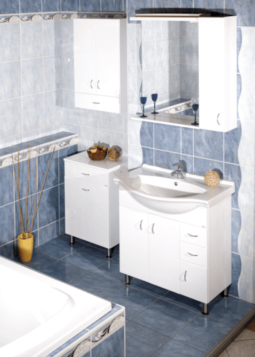 Fürdőszobaszekrény mosdóval Keramia Pro 70,5x85x50,5 cm fehér lesk PRO70DV
