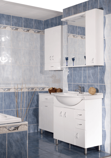 Fürdőszobaszekrény mosdóval Keramia Pro 80x85x50 cm fehér lesk PRO80DV