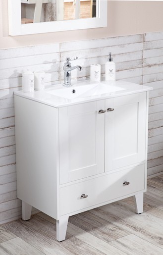 Fürdőszobaszekrény mosdóval Naturel Provence 75x85x46 cm fehér mat PROVENCE75BT