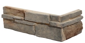 A beton kőburkolat sarka megjelenésével és szerkezetével hűen imitál egy barna színű természetes követ, melynek mérete 11,7x32,5x15 cm.