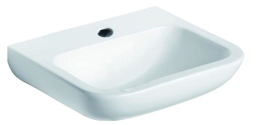 Csaptelep nélküli mosdó Ideal Standard Contour 21 50x42 cm fehér színben fényes felülettel középső nyílással S241201