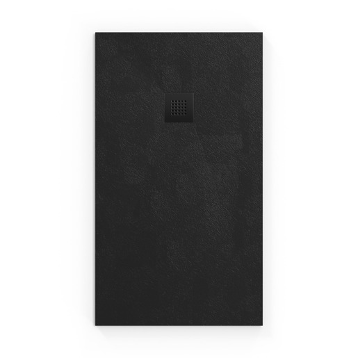 Zuhanytálca négyszögletes SAT Alek 140x80 cm öntött márvány fekete SATALEK14080