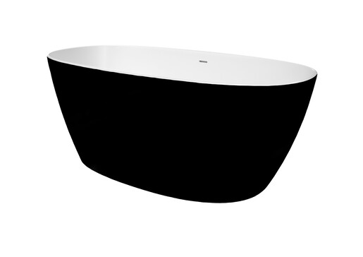Különálló kád SAT Aula 160x78,7 cm öntött márvány bal és jobb is fekete/fehér SATAULA1600C