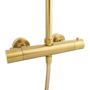 Zuhanyrendszer SAT DARK a falra termosztatikus csapteleppel csiszolt arany SATDASSTKBZ