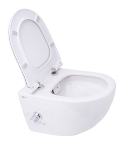 WC bidével, falra akasztható SAT Infinitio lecsapódás gátlós ülőkével, hátsó hulladék elvezetővel elvezetővel SATIF011RREXPBFC