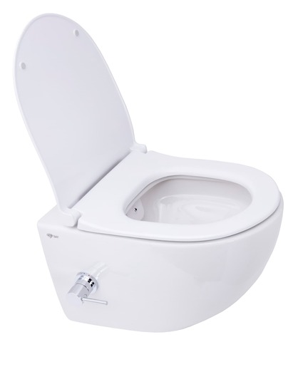 WC bidével fali SAT Infinitio lecsapódás gátlós ülőkével, hátsó hulladékkal SATIF011RREXPBFCT