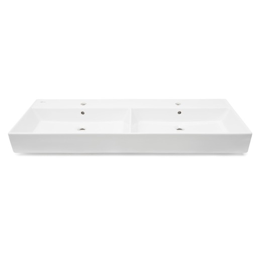 Dupla mosdó SAT Infinitio 120,4x46,5 cm fehér színben fényes felülettel két nyílás a csaptelep számára SATINF212046