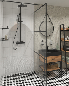 Zuhanyrendszer SAT a falra egykaros csapteleppel fekete SATSSPKC