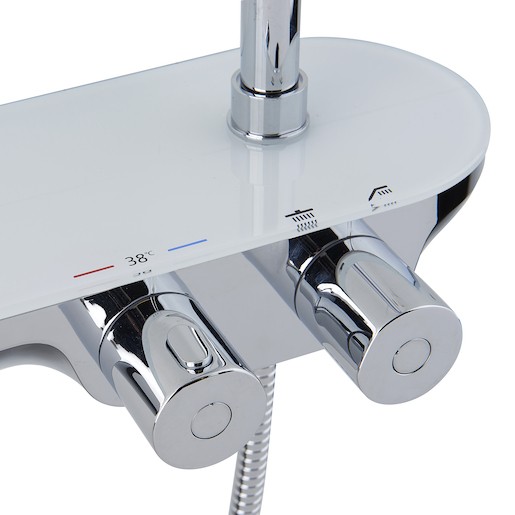 Zuhanyrendszer SAT termosztatikus keverővel fehér/króm SATSSTKP