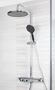 Zuhanyrendszer SAT termosztatikus csapteleppel fekete / króm SATSSTPBCHC