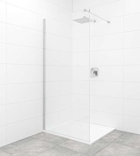 Walk-in zuhanyparaván mérete 200 cm. Összecsukható nyitórendszer. Bal és jobb oldali tájolás is.