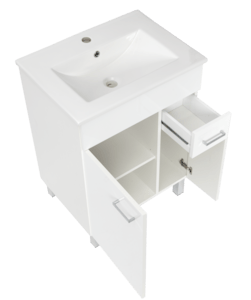 Fürdőszobaszekrény mosdóval Multi 60x85x46 cm fehér mat SPPONZA
