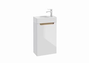 Függő fürdőszoba szekrény kerámia mosdóval STILLA401406 fehér színben. Méretek 39x60x22 cm. Frontfelület MDF lakkozott. A terméket szétszerelve szállítjuk, az összeszerelési útmutatóval együtt.