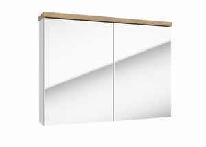 Fali tükrös szekrény, 80x60 cm-es méretekkel. Tükörkeret fehér színben. A terméket szétszerelve szállítjuk, az összeszerelési útmutatóval együtt.