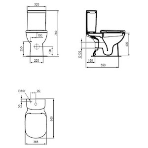 Kombinált wc Ideal Standard Tempo alsó kifolyással T331201
