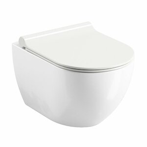 Falra szerelhető WC hátsó kifolyással öblítési kör nélkül. Kerámia Takarékos 3 / 4,5 literes öblítéssel. Rejtett rögzítés.